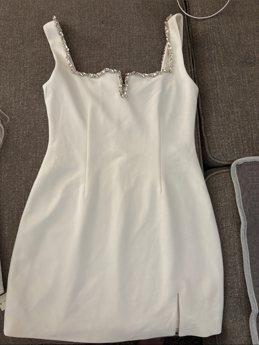 Hello Molly White Mini Dress with Crystal Trim